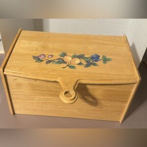 Wooden Bread Box with Fruit Design